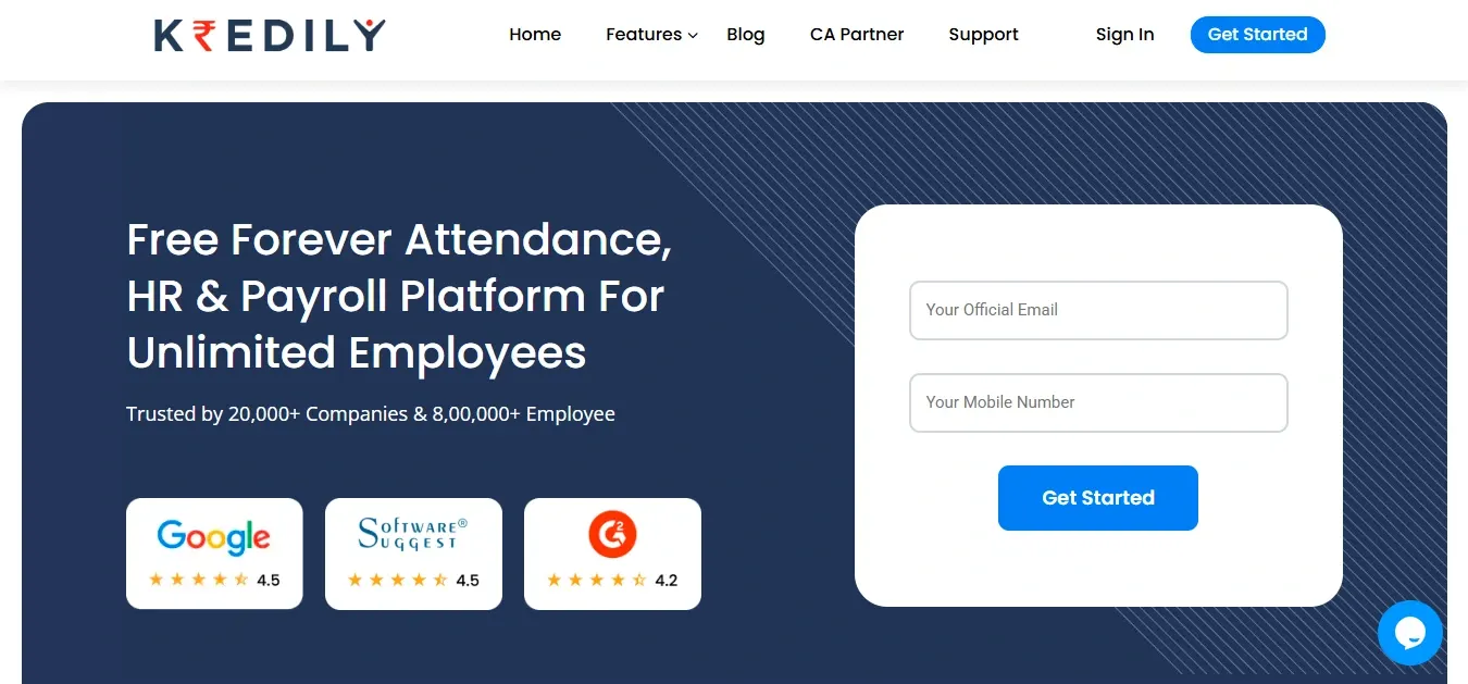 Kredily attendance management software