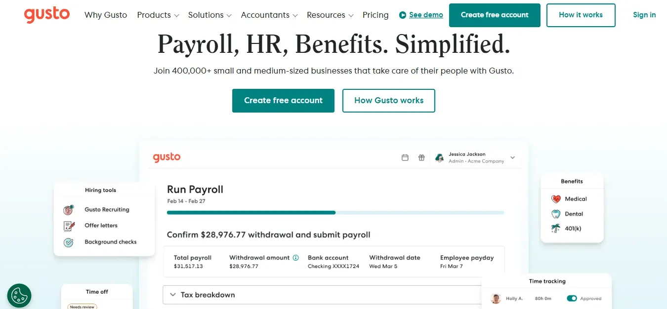 Gusto, hr software, hris