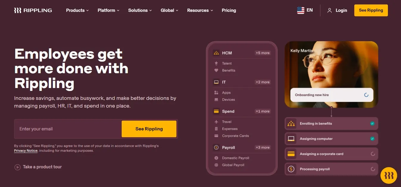 Rippling, onboarding
software,