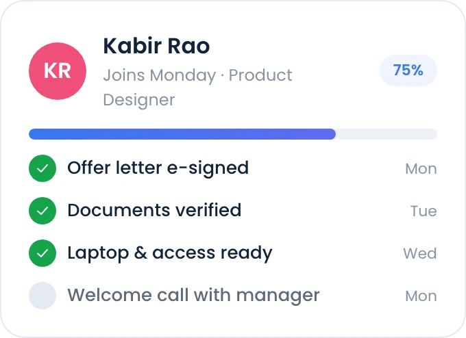 Onboarding progress
