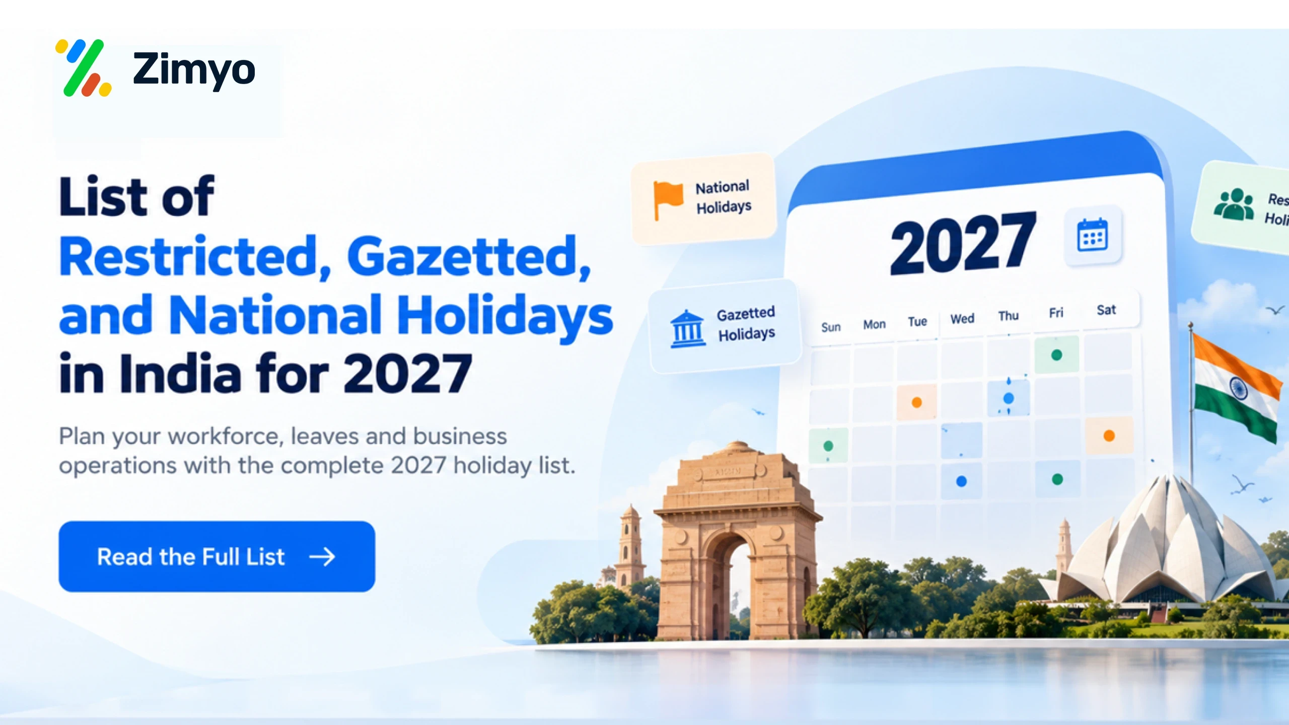 List of National & Public Holidays in India 2027