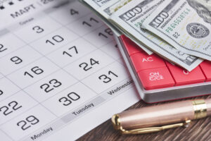 calculator us dollars monthly calendar pay day last day concepts 1 2