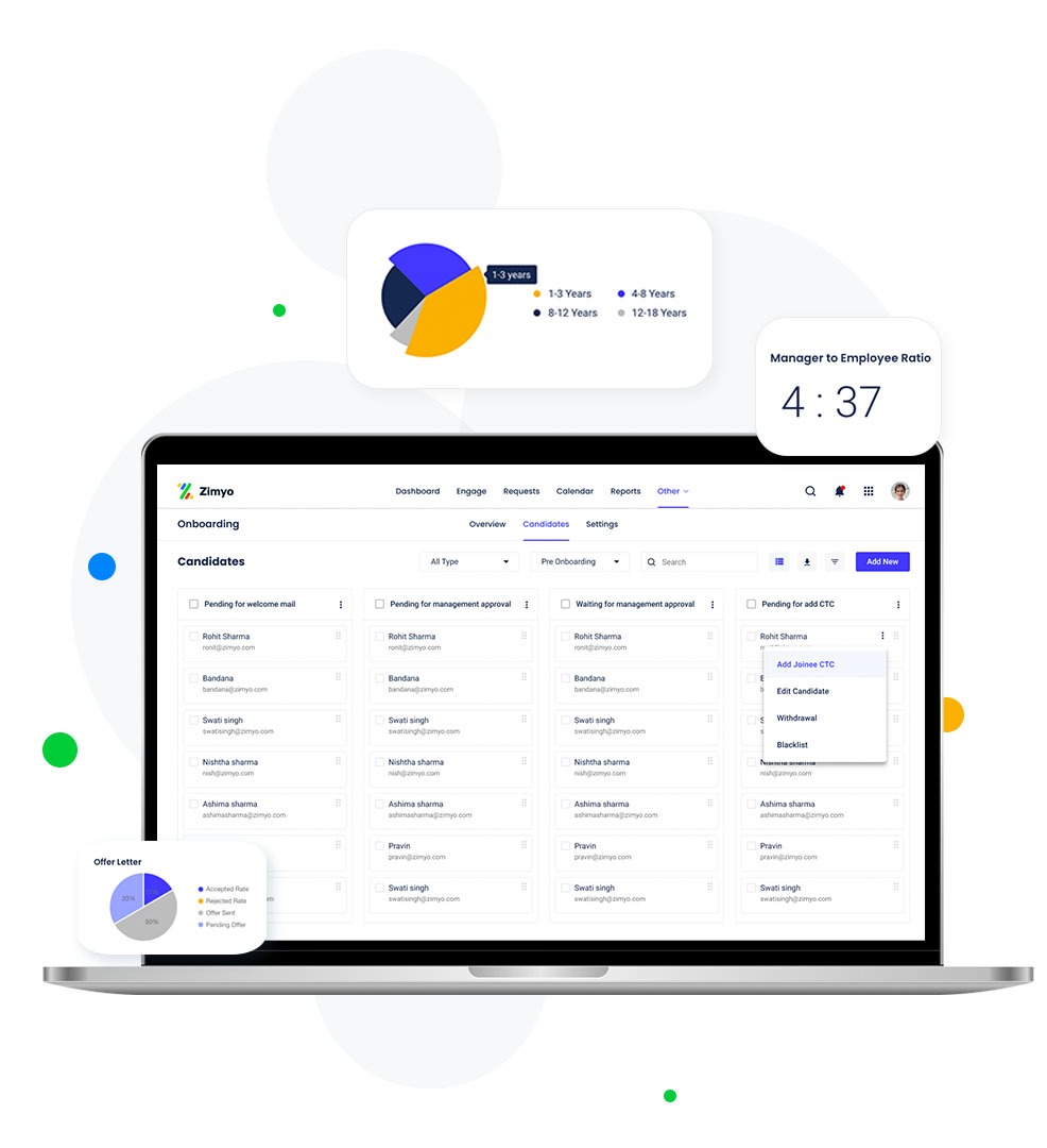 Recruitment and onboarding main screen