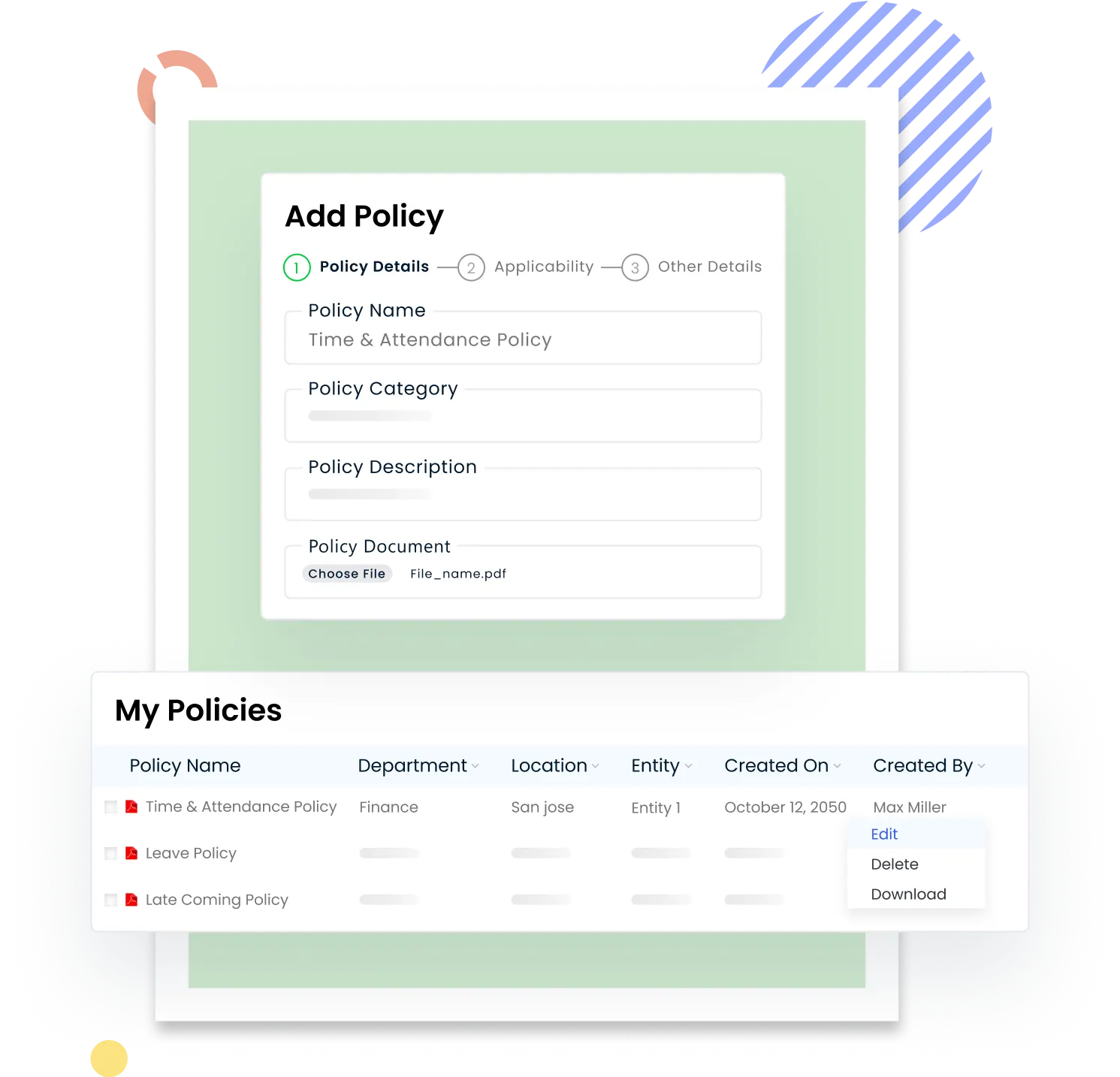 Attendance policy in attendance management system