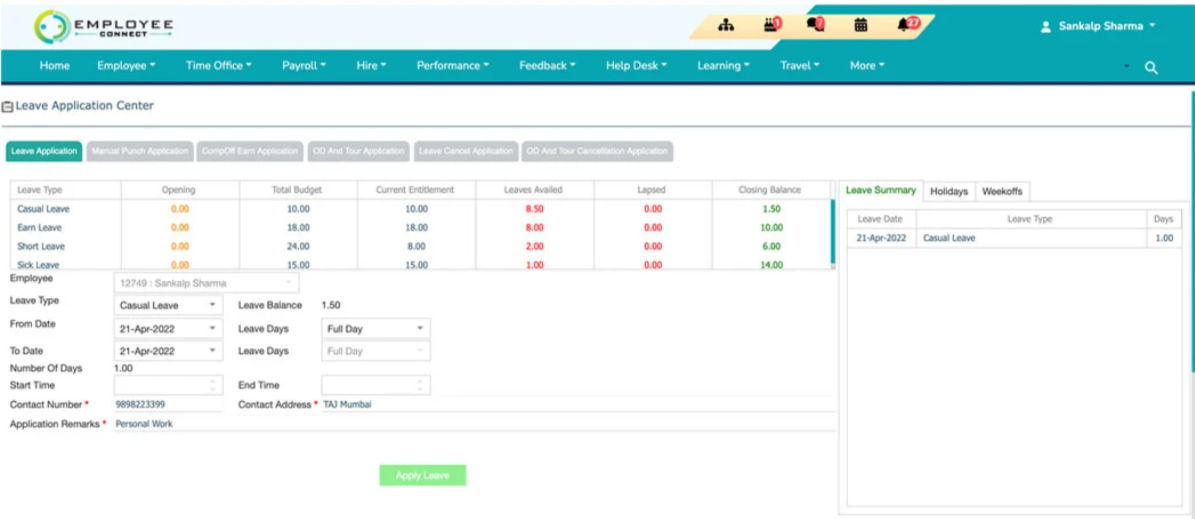 top leave management system in india