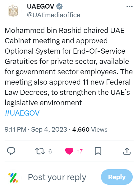 new end of service scheme uae