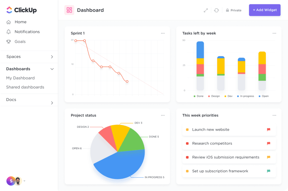 clickup hcm dashboard