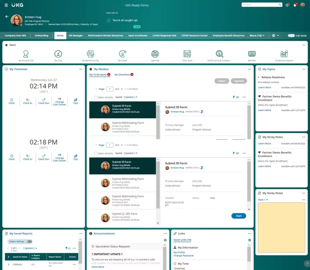 ukg hcm dashboard