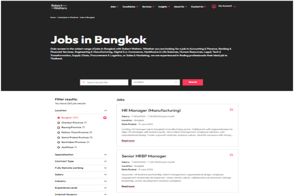 robert walters recruitment agencies in thailand