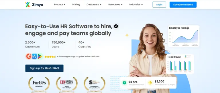 zimyo home page, workforce management software