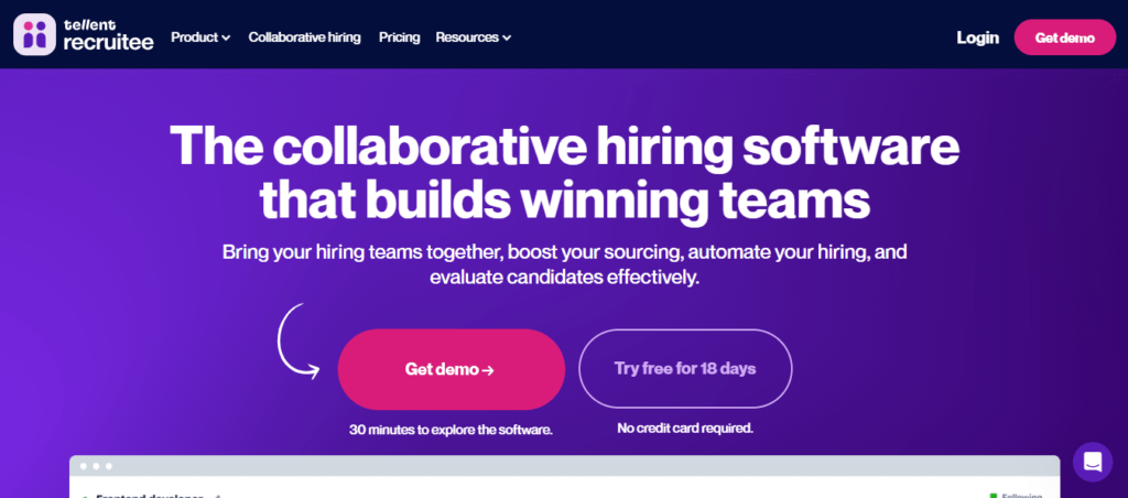 Recruitee home page