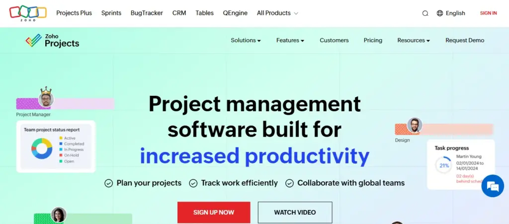 zoho projects, project management software
