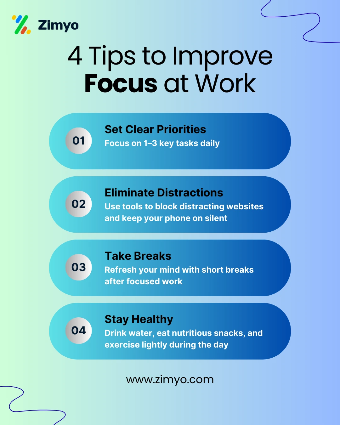 4 tips to improve focus at work by Zimyo HRMS